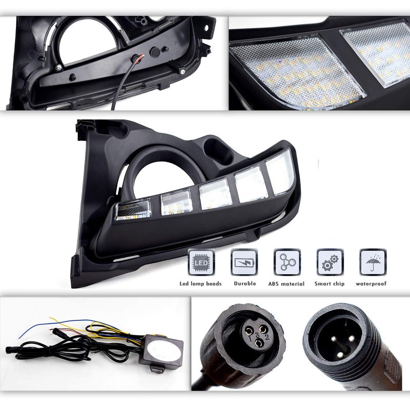 GEEGEETOP Switchback White/Amber LED Front Fog Daytime Sequential Running Lamp Flash LED Turn Signal Feature Fit For 2017 2018 2019 Toyota Highlander - Image 2